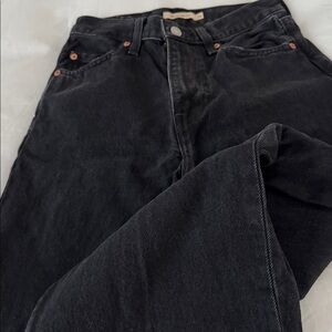 Levi's Ribcage Wide Leg Black Denim Jeans- Size 25